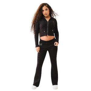 TRUE RELIGION FOLDOVER WB SWTER BOOTCUT PANT JET BLACK