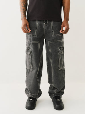 True Religion Baggy Big T Cargo Pant Bullet Black Wash