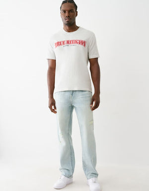 True Religion Bobby Supert Flap 32 In Lt Clearwater Wash With Rips