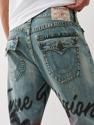 True Religion Airbrush Ricky Sn Flap 34In Buffalo Trail Light Wash