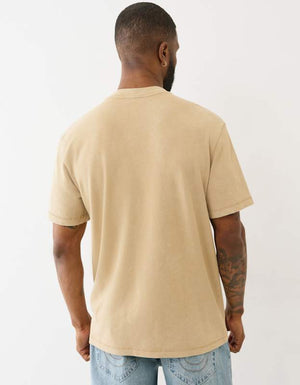 True Religion Ss Pique Mineral Patch Henley Travertine
