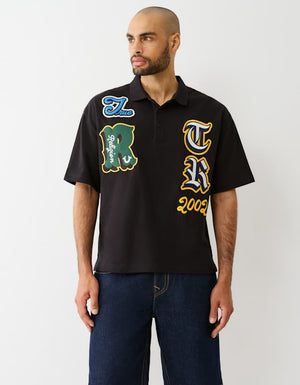 True Religion Ss Overt Patch Polo Jet Black