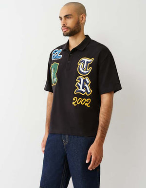 True Religion Ss Overt Patch Polo Jet Black