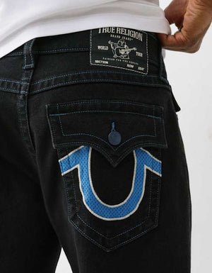 True Religion Billy Sn Flap Mesh 34In 2Sb Black Rinse