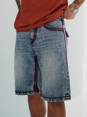 True Religion Vinny Rope Stitch Flap Short Blue Cascade Medium Wash