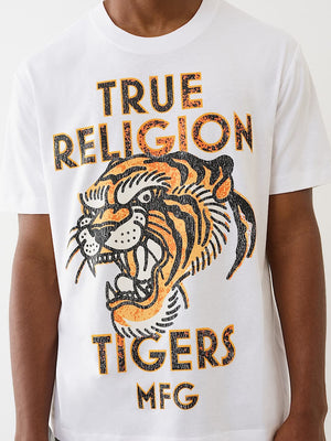 True Religion T-Shirt Mfg Tiger Vintage Optic White