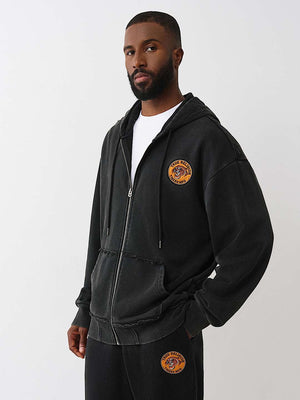 True Religion Tiger Vintage Zip Up Jet Black
