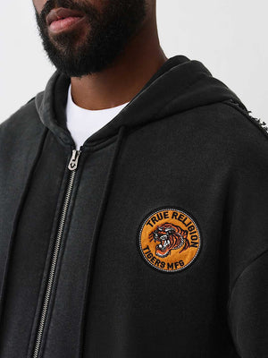 True Religion Tiger Vintage Zip Up Jet Black