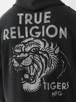 True Religion Tiger Vintage Zip Up Jet Black