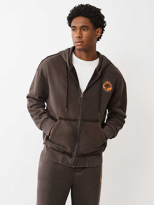 True Religion Hoodie Tiger Vintage Up Dark Brown