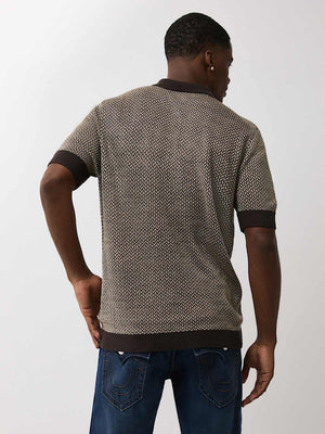 True Religion Ss Knit Polo Dark Brown