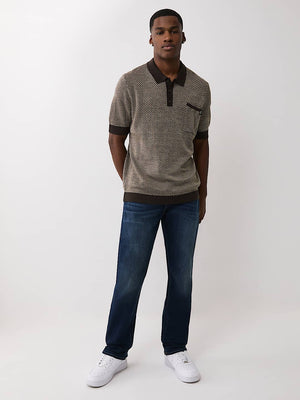 True Religion Ss Knit Polo Dark Brown