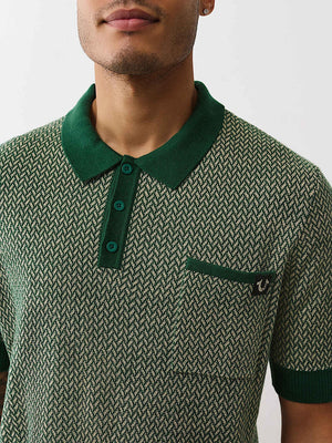 True Religion Ss Knit Polo Evergreen