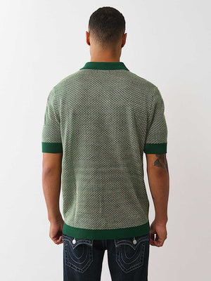 True Religion Ss Knit Polo Evergreen