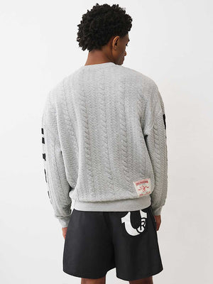 True Religion Fleece Applique Sweatshirt Heather Grey