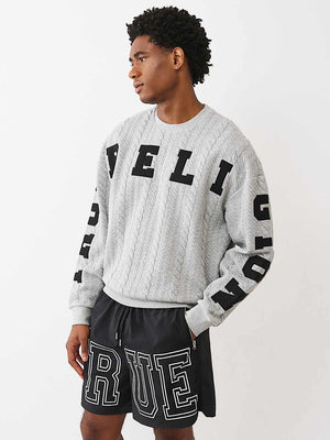 True Religion Fleece Applique Sweatshirt Heather Grey