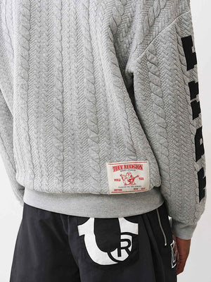 True Religion Fleece Applique Sweatshirt Heather Grey