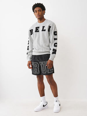 True Religion Fleece Applique Sweatshirt Heather Grey