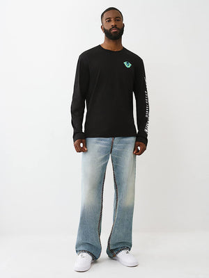 True Religion Ls Puff Print Tee Jet Black