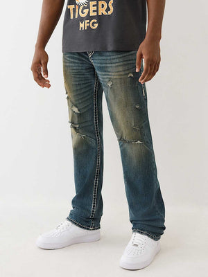 True Religion Ricky Super T Flap 34In Menswear Dark Wash With Rips