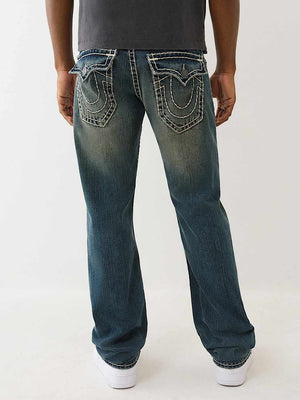True Religion Ricky Super T Flap 34In Menswear Dark Wash With Rips