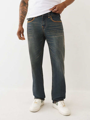True Religion Jeans Super Flatlock Ricky Flap 34In Greenland Dark Wash