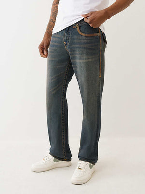 True Religion Jeans Super Flatlock Ricky Flap 34In Greenland Dark Wash