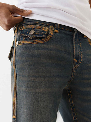 True Religion Jeans Super Flatlock Ricky Flap 34In Greenland Dark Wash