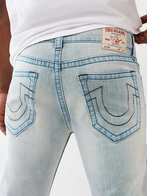 True Religion Jeans Stacked Rocco Big T Nf Travel Breeze Lt Wash W/ Rips