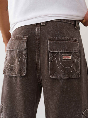 True Religion Cargo Pants Big T Fashion Washed Brown