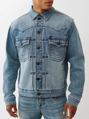 True Religion Sn Oversized Denim Jacket Seagrass Medium Wash