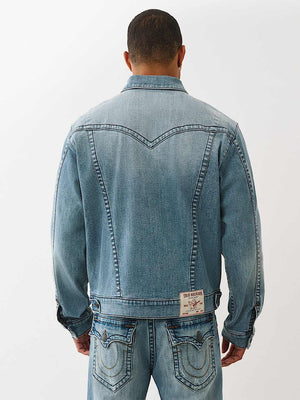 True Religion Sn Oversized Denim Jacket Seagrass Medium Wash