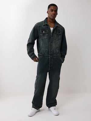 True Religion Denim Overall Big T Acoustic Session Blue Black Wash