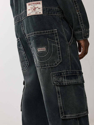 True Religion Denim Overall Big T Acoustic Session Blue Black Wash
