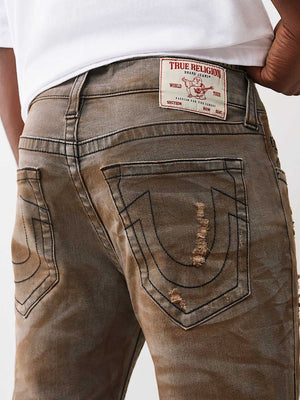True Religion Stacked Rocco Sn No Flap Bullet Brown Wash With Rips