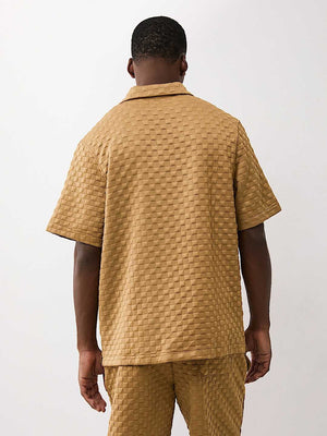 True Religion Shirt Checkered Camp Collar Chipmunk