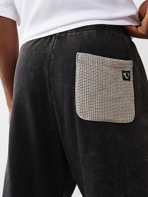 True Religion Mesh Inset Rusted Jogger Jet Black
