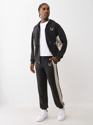True Religion Mesh Inset Rusted Jogger Jet Black