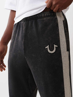 True Religion Mesh Inset Rusted Jogger Jet Black