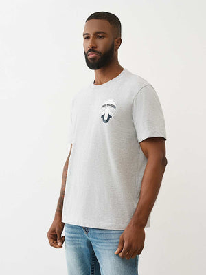 True Religion T-Shirt Ss Tr Globe Heather Grey
