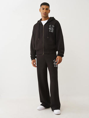 True Religion Jacket Rib Stitch Dept Boxy Zip Up Jet Black