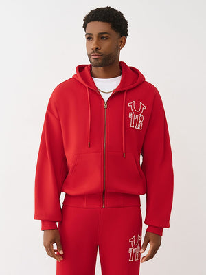 True Religion Jacket Rib Stitch Dept Boxy Zip Up Trv Red
