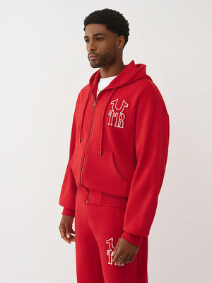 True Religion Jacket Rib Stitch Dept Boxy Zip Up Trv Red