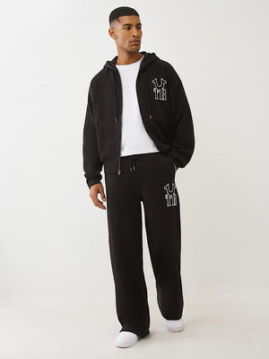 True Religion Sweatpants Rib Stitch Dept Baggy Jet Black