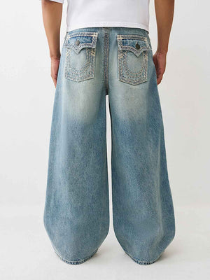 True Religion Jeans Mikey Super Qt Flap 32In Gridiron Blue Medium Wash
