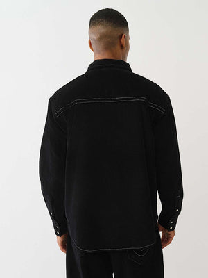 True Religion Shirt Sn Cord Western Jet Black
