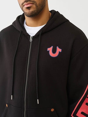 True Religion Jacket Overt Arch Logo Zip Up Jet Black