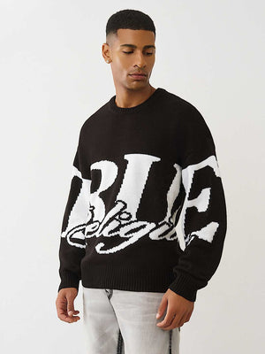 True Religion Sweater Ls Branded Crewneck Jet Black