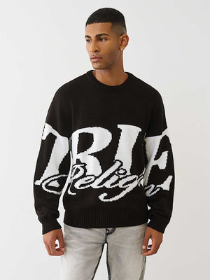 True Religion Sweater Ls Branded Crewneck Jet Black