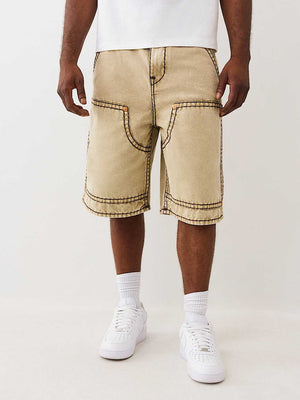 True Religion Shorts Mikey Super T Canvas Carpenter Travertine